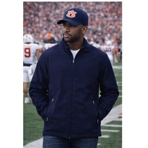 Lands End Men's Navy Blue Zip-Front Fleece Jacket (Jacket Only)